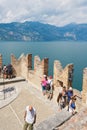 View from the tower of the Scaliger Castle, Castello Scaligero on the shore of Lake Garda in Malcesine in Italy Royalty Free Stock Photo