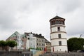 View at a tower and several houses at the rhine riverbank in dÃÂ¼sseldorf germany Royalty Free Stock Photo