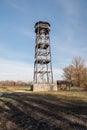 View tower to Odra river meanders on polish-czech borders near Bohumin and Chalupki cities