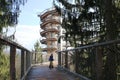 View tower to see the Saar river loop in autumn at Mettlach, Germany