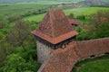 View from tower of Viscri fortified church (castle), Transylvania, Romania, UNESCO heritage Royalty Free Stock Photo