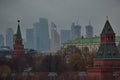 View of the towers of the Moscow Kremlin.