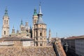 View of the towers of The Pilar Basilica in Zaragoza, Aragon, Spain Royalty Free Stock Photo