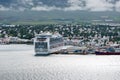 View of town through fjord, Akureyri - Iceland