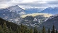 A view of the town of Banff from the top of Sulphur Mountain in Alberta. Royalty Free Stock Photo