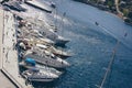 A view of the town on the Black Sea in Ukraine with lots of yachts