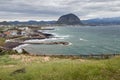 View of a town and coastline on Jeju Island