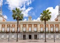 View of the town hall of the city of Huelva, Andalusia, Spain. Text Atuntamiento means town hall Royalty Free Stock Photo