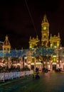 view of the town hall in spanish city valencia during night...IMAGE Royalty Free Stock Photo