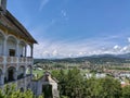 View of the town of Judendorf Strassengel from the pilgrimage Church Maria Strassengel hill, near Graz, Styria region, Austria Royalty Free Stock Photo