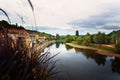 View of the river La Vezere in the town Le Bugue France