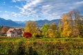 View from the town Murnau to the alps