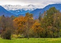 View from the town Murnau to the alps