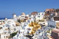 View of the town of Oia on Santorini island on a sunny summer day. Royalty Free Stock Photo