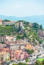 View of the town of Positano with flowers Royalty Free Stock Photo