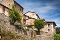 View of the town of Potes in Cantabria with traditional architecture . Royalty Free Stock Photo