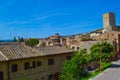 View of the town of San Gimignano with medieval houses and tower Royalty Free Stock Photo
