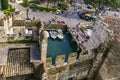 View at town Sirmione from Scaligero Castle in Italy