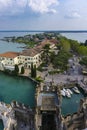 View at town Sirmione from Scaligero Castle in Italy