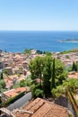 View on town Taormina on Ionian coast Royalty Free Stock Photo