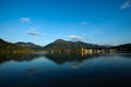 View from the town of Tegernsee to the St. Laurentius Church in Rottach-Egern Royalty Free Stock Photo