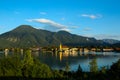 View from the town of Tegernsee to the St. Laurentius Church in Rottach-Egern Royalty Free Stock Photo
