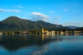 View from the town of Tegernsee to the St. Laurentius Church in Rottach-Egern Royalty Free Stock Photo