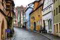 View from town wall of facades and roofs of medieval old town Rothenburg ob der Tauber, Bavaria, Germany. November 2014 Royalty Free Stock Photo