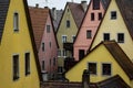 View from town wall of facades and roofs of medieval old town Rothenburg ob der Tauber, Bavaria, Germany. November 2014 Royalty Free Stock Photo