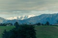 View from township Kaikoura toward Seaward Mountains and Mount Fyffe Royalty Free Stock Photo