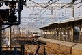 View of the tracks at the station in Hiroshima, Japan Royalty Free Stock Photo