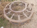 View of a tractor cage wheel, rotavator Royalty Free Stock Photo