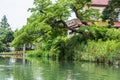 View from traditional boat tour in Yanagawa, Fukuoka, Japan Royalty Free Stock Photo