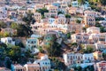 View of traditional colorful houses on Symi island, Greece, Dodecanese Royalty Free Stock Photo