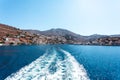 View of traditional colorful houses on Symi island, Greece, Dodecanese Royalty Free Stock Photo