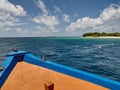 View from traditional Dhoni boat in the Maldives
