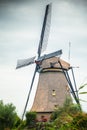 Dutch Windmill and landscape seen from Kinderdijk Netherlands Royalty Free Stock Photo