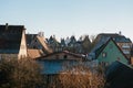 A view of the traditional German houses and roofs in Rothenburg ob der Tauber in Germany. European city. Royalty Free Stock Photo