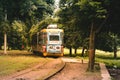 View of traditional public tram and tramway of kolkata, India