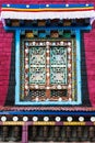 Traditional Tibetan architecture  colorful window detail of Tengboche Tibetan Buddhist monastery  Tengboche  Nepal Royalty Free Stock Photo