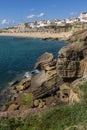 View of the traditional village of Ericeira, with the Praia dos Pescadores Fisherman beach and the fishing harbor