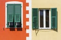 Traditional window of Italian house of Manarola, Cinque Terre National Park, Italy Royalty Free Stock Photo