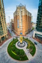 View of the traffic circle in Harbor East, Baltimore, Maryland