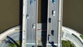 View of traffic on Commonwealth avenue bridge over Burley Griffin lake in Canberra, Australia Royalty Free Stock Photo