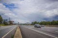 View of traffic on interstate 285 from down low Royalty Free Stock Photo