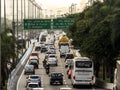 View of traffic on Marginal Tiete highway in Sao Paulo