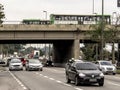 View of traffic on Marginal Tiete highway in Sao Paulo