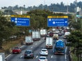 View of traffic on Marginal Tiete highway in Sao Paulo