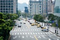 View of traffic on Songzhi Road, in the Xinyi District, Taipei, Royalty Free Stock Photo