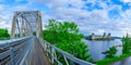View of a train bridge and Olavinlinna castle in Savonlinna Royalty Free Stock Photo